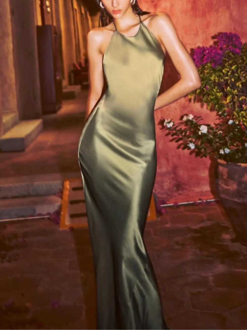 BEST Reformation Jeany Silk Maxi Dress Gown Small Moss Garden Green Party